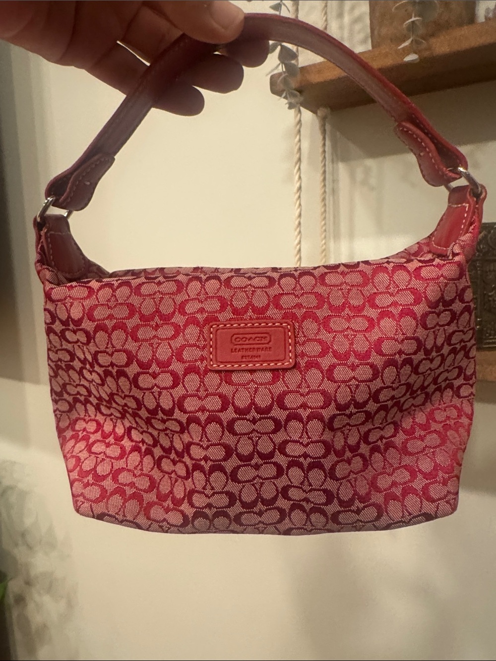 Coach Red Signature Jacquard Demi Bag with Leather - project